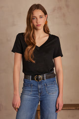 ANDREW BLACK LINEN T-SHIRT