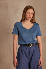 ANDREW PETROL LINEN T-SHIRT