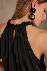 PILAR BLACK SATIN TOP
