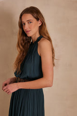 PILAR PINE GREEN SATIN TOP