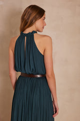 PILAR PINE GREEN SATIN TOP