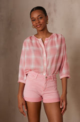 POMME PINK CHECKED COTTON BLOUSE