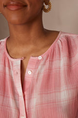 POMME PINK CHECKED COTTON BLOUSE