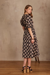CORDELIA BLACK PRINTED COTTON DRESS