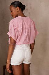 PIA PINK STRIPED COTTON BLOUSE