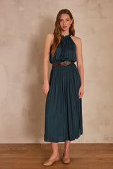 JULIANA PINE GREEN SATIN SKIRT