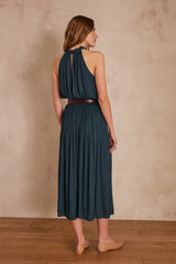 JULIANA PINE GREEN SATIN SKIRT