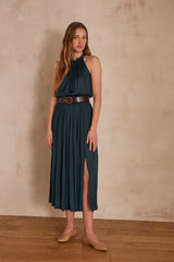 JULIANA PINE GREEN SATIN SKIRT