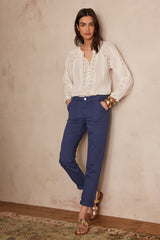 CHERRYNA EMBROIDERED COTTON BLOUSE