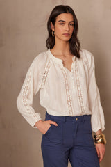 CHERRYNA EMBROIDERED COTTON BLOUSE