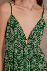 LIZZIE GREEN EMBROIDERED COTTON DRESS