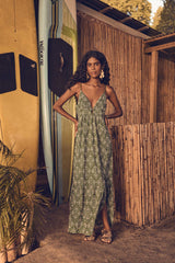 LIZZIE GREEN EMBROIDERED COTTON DRESS