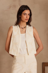 CAYA ECRU EMBROIDERED VEST
