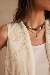 CAYA ECRU EMBROIDERED VEST