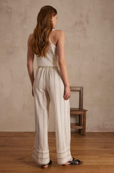 PRINCE ECRU STRIPED TROUSERS