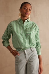 PRESTON GREEN STRIPED COTTON SHIRT