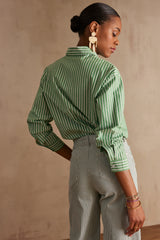 PRESTON GREEN STRIPED COTTON SHIRT