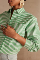 PRESTON GREEN STRIPED COTTON SHIRT