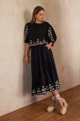 PERCY BLACK EMBROIDERED COTTON BLOUSE