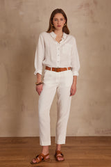 PAOLO WHITE LINEN TROUSERS