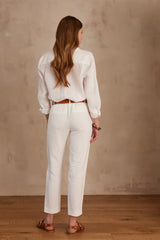 PAOLO WHITE LINEN TROUSERS