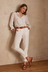 PAOLO WHITE LINEN TROUSERS