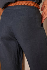 PIO CHARCOAL LINEN TROUSERS