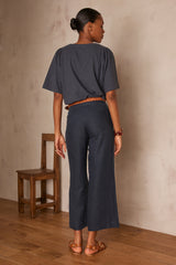 PIO CHARCOAL LINEN TROUSERS