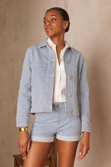 CARLA BLUE STRIPED DENIM JACKET