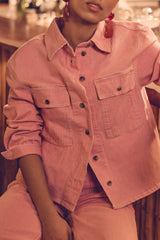 CLARA RASPBERRY STRIPED DENIM JACKET