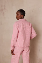 CLARA RASPBERRY STRIPED DENIM JACKET
