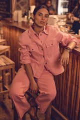 CLARA RASPBERRY STRIPED DENIM JACKET