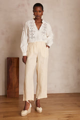 BASTIEN NATURAL LINEN TROUSERS