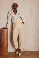 BASTIEN NATURAL LINEN TROUSERS