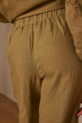 BASTIEN LEAF GREEN LINEN TROUSERS