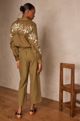 BASTIEN LEAF GREEN LINEN TROUSERS