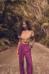 FLAUBERT BOUGAINVILLEA WIDE-LEG TAILORED TROUSERS