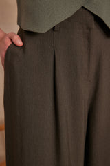 FLAUBERT KHAKI WIDE-LEG TAILORED TROUSERS