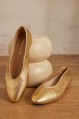 MONA GOLD LEATHER BALLERINAS