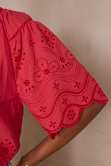PYMA RASPBERRY EMBROIDERED BLOUSE
