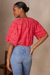 PYMA RASPBERRY EMBROIDERED BLOUSE