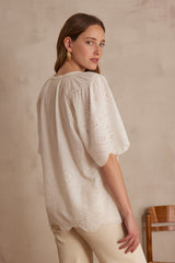 PYMA ECRU EMBROIDERED BLOUSE