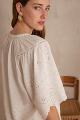 PYMA ECRU EMBROIDERED BLOUSE