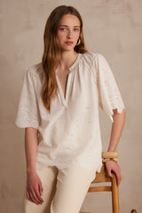 PYMA ECRU EMBROIDERED BLOUSE