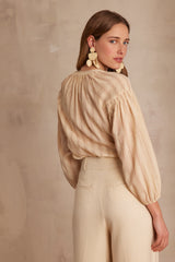 PRUNE STRIPED COTTON BLOUSE