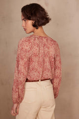 PRUNE ARABESQUE PRINTED BLOUSE