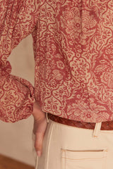 PRUNE ARABESQUE PRINTED BLOUSE