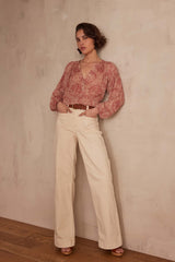 PRUNE ARABESQUE PRINTED BLOUSE