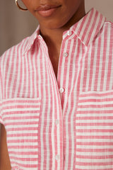 PASSION LIGHT FUCHSIA STRIPED COTTON SHIRT