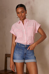 PASSION LIGHT FUCHSIA STRIPED COTTON SHIRT